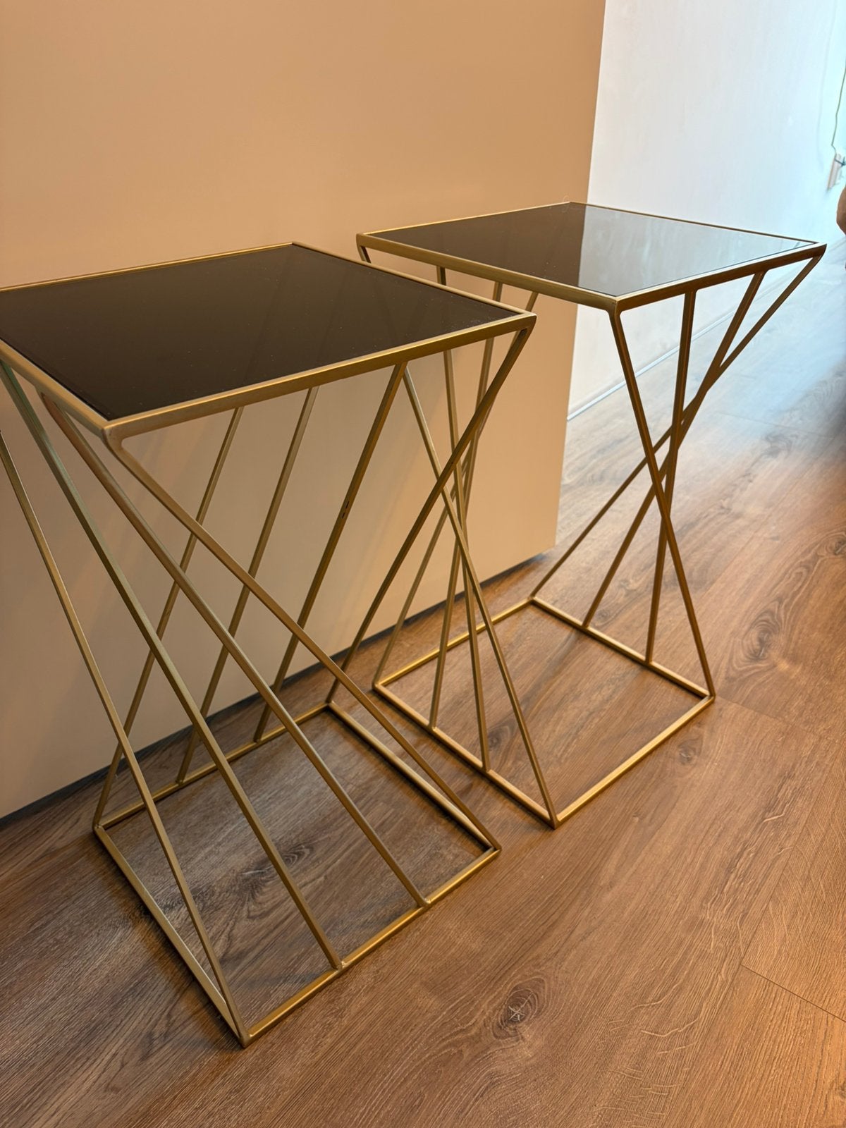 Bijzettafel goud glas, Huis en Inrichting, Ophalen, Zo goed als nieuw