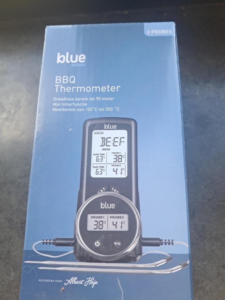 Blue Home BBQ Thermometer - Draadloos met 2 probes, Ophalen of Verzenden, Nieuw, Blue Home