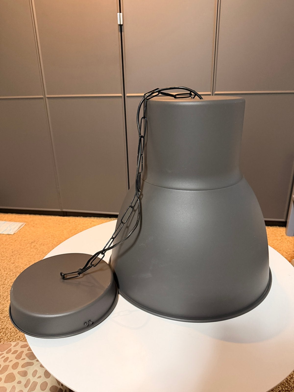 IKEA Hektar hanglampen (2x groot) en staande lamp, Gebruikt, Grijs, Industrieel, IKEA