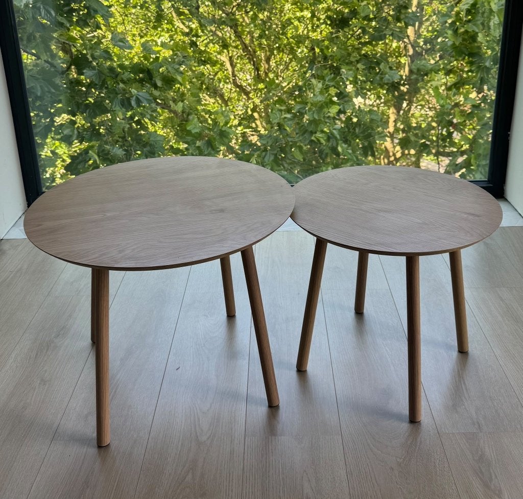 IKEA bijzettafel setje, Huis en Inrichting, Minder dan 55 cm, Rond, Hout, Zo goed als nieuw