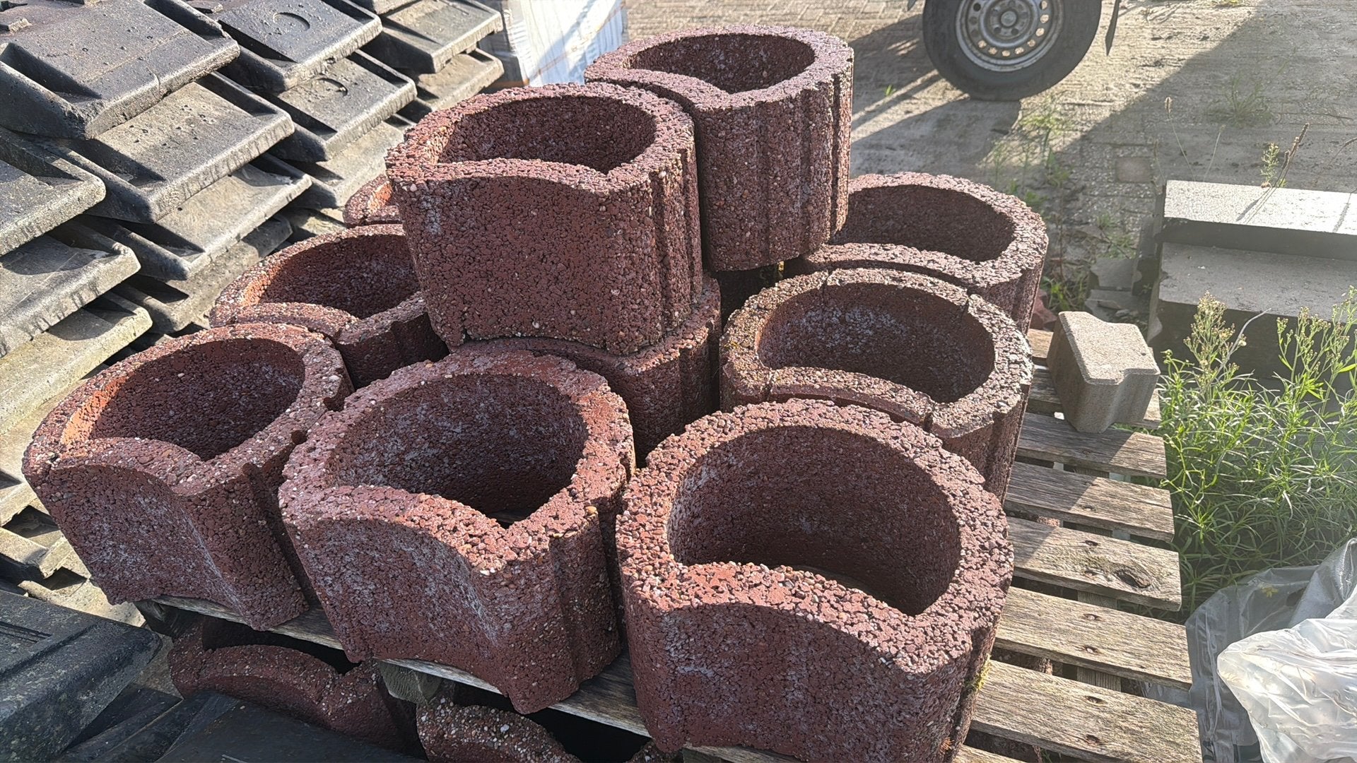 38 st gebruikte beplantbate elementen rood beuin, Ophalen, Gebruikt, Minder dan 30 cm, Minder dan 60 cm