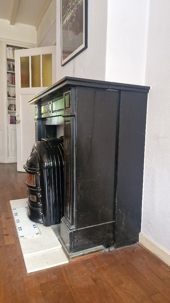 Foto 4 van ART-DECO zwart marmeren/stenen omloop schouw openhaard