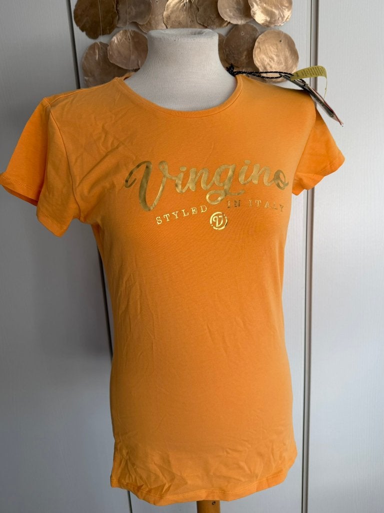 NIEUW: Oranje Vingino Shirt met gouden letters/ Maat 176, Kinderen en Baby's, Kinderkleding | Maat 176, Nieuw, Vingino, Shirt of Longsleeve