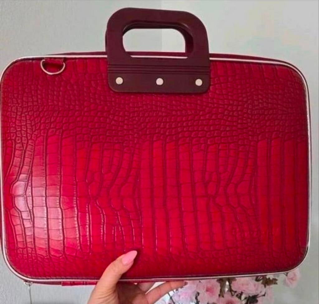 Bombata Laptoptas Rood Krokodillenprint, Gebruikt, 15 inch, Rood, Aktetas