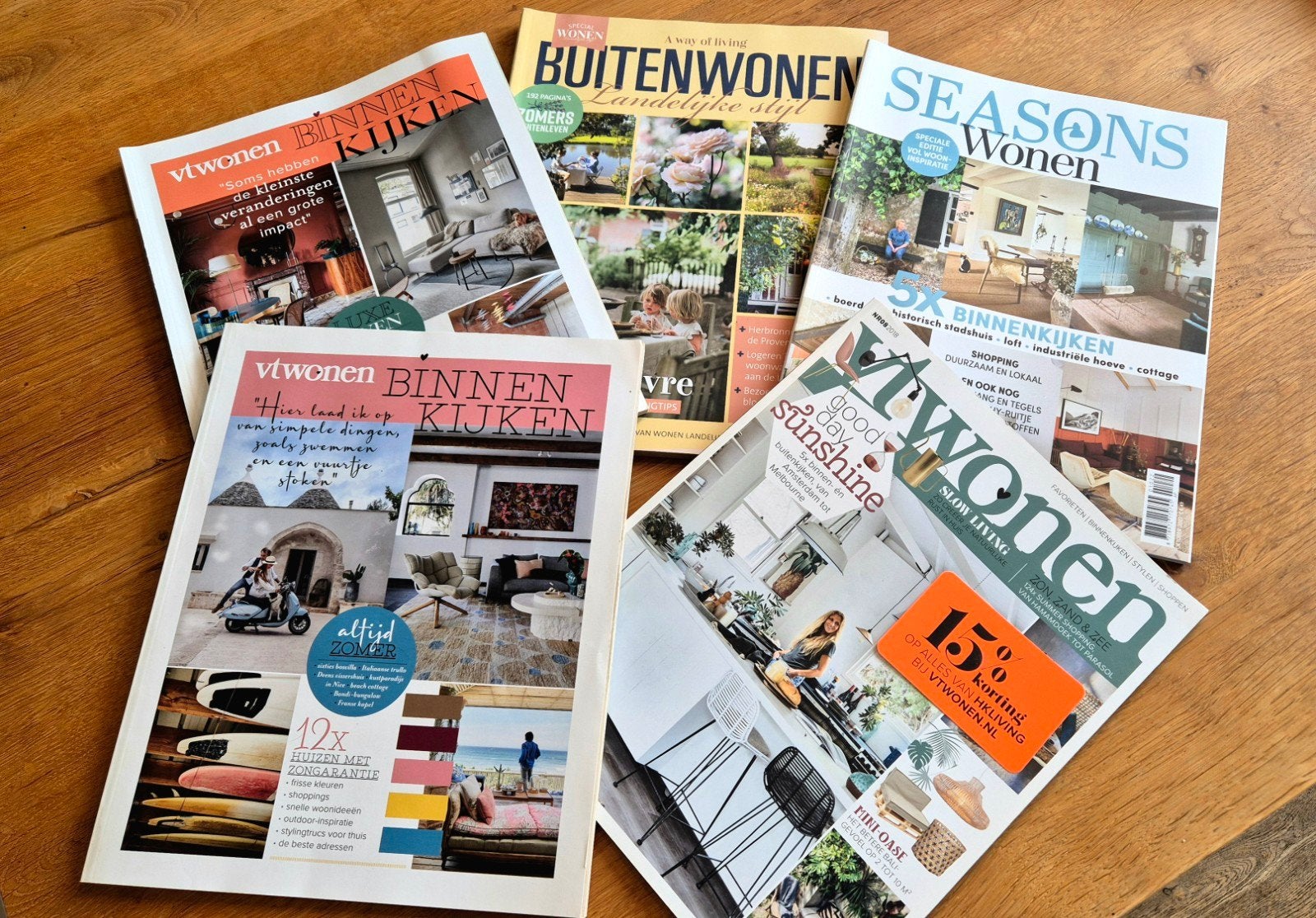 Woonbladen: vtwonen, Seasons Wonen, Buitenwonen, Ophalen of Verzenden, Gelezen