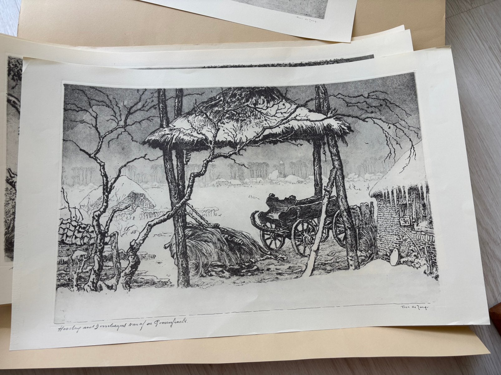 Ets Toon de Jong, Antiek en Kunst, Kunst | Tekeningen en Foto's, Ophalen, Ets
