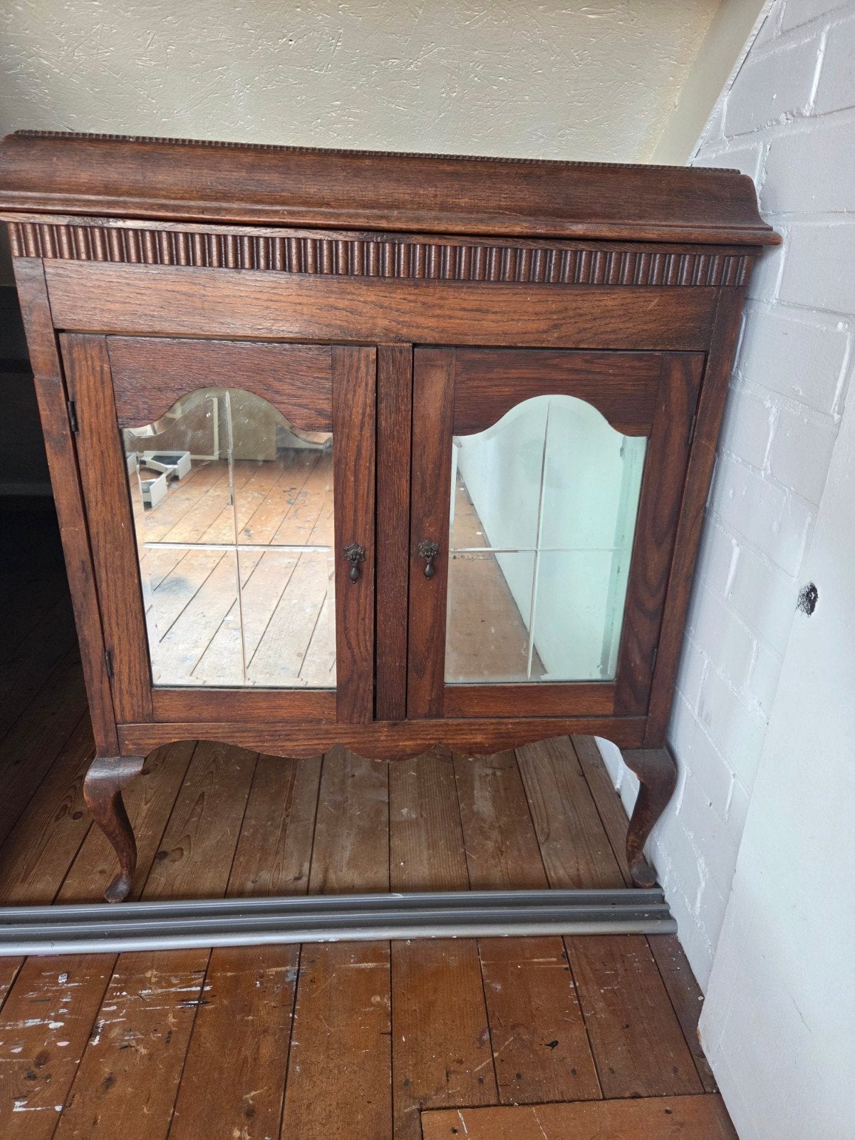 Antieke platenspeler kast met spiegeldeuren, Ophalen of Verzenden