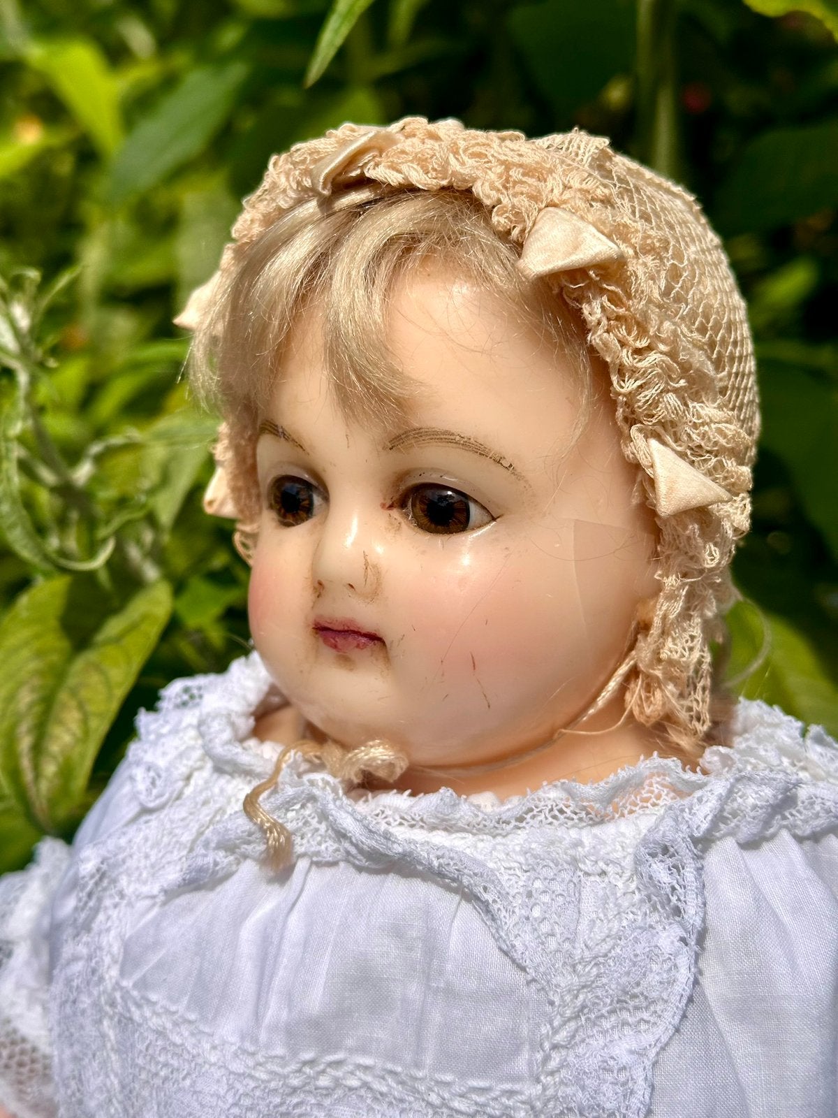Prachtig antieke was over papier-mache pop., Ophalen of Verzenden