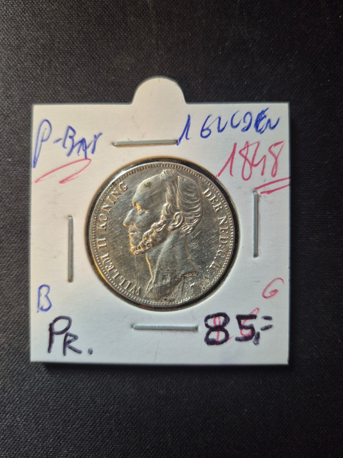 Prachtige 1 Gulden Willem II uit 1848, 1 gulden, Zilver, Ophalen of Verzenden, Losse munt