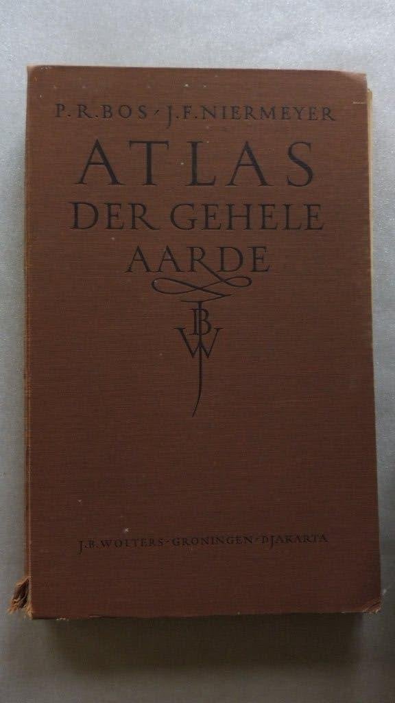 Atlas der gehele Aarde (1955), Boeken, Atlassen en Landkaarten, P.R. Bos, J.F. Niermeyer, Overige atlassen, 1800 tot 2000, Wereld
