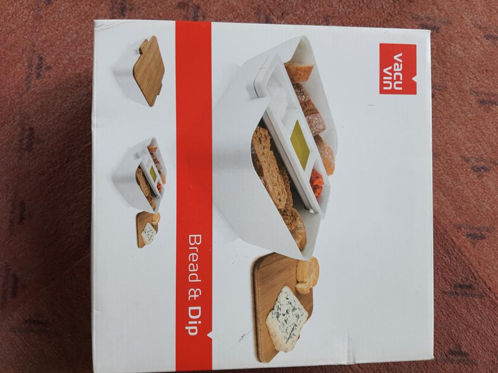 Vacu Vin Brood- en Dipschaal met Bamboe Snijplank, Overige typen, Hout, Nieuw, Ophalen of Verzenden