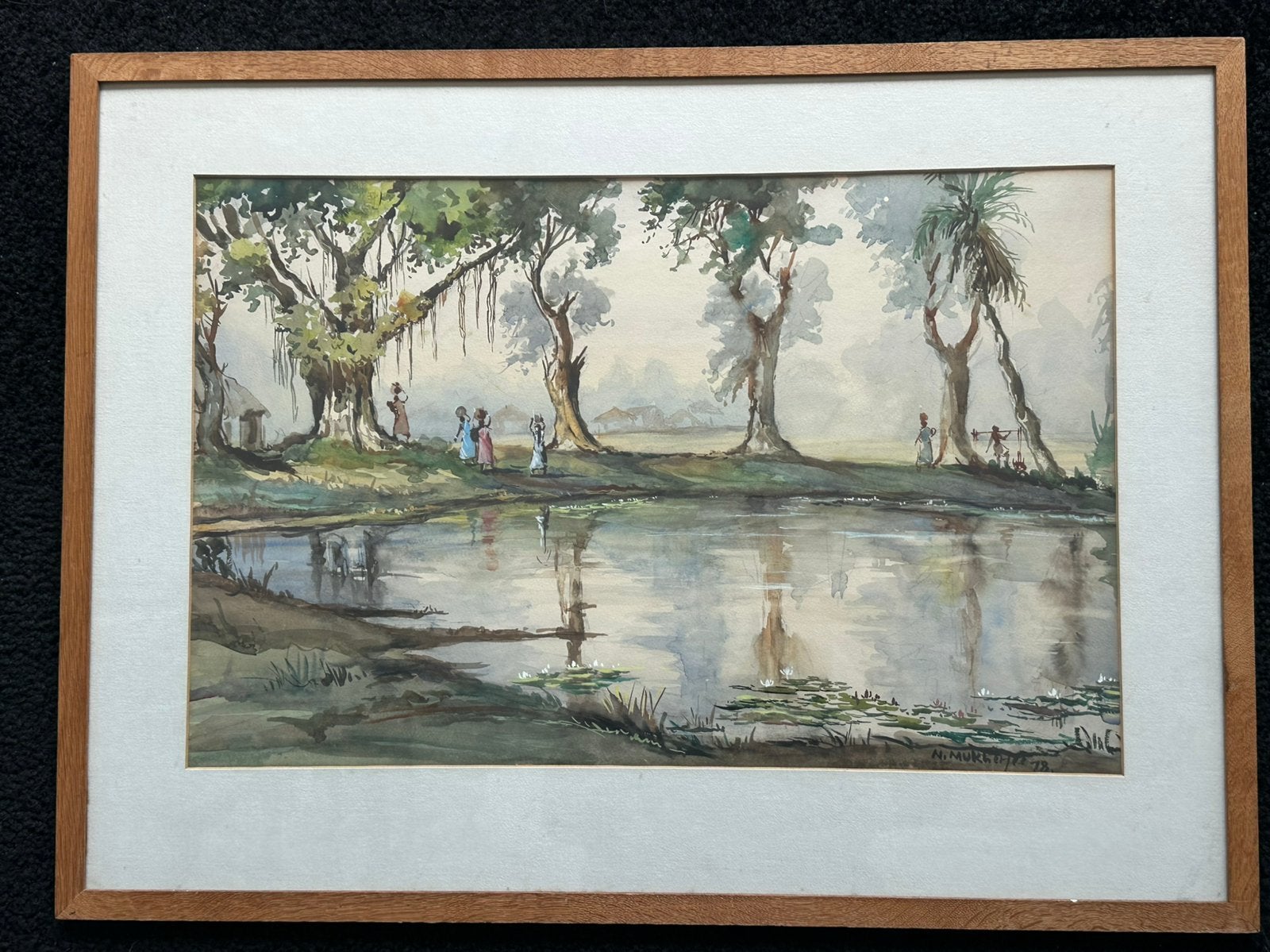 India N Mukherjee  oud Aquarel schilderij, Antiek en Kunst, Ophalen of Verzenden