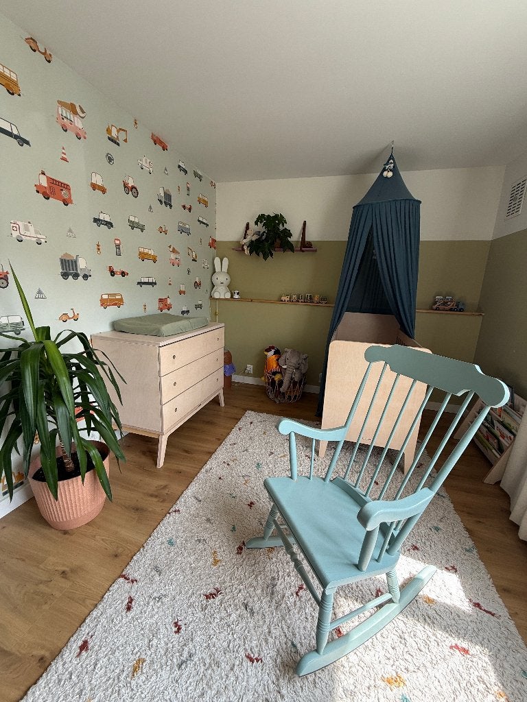 Schommelstoel lichtblauw, Ophalen, Gebruikt, Blauw, Landelijk, romantisch, modern