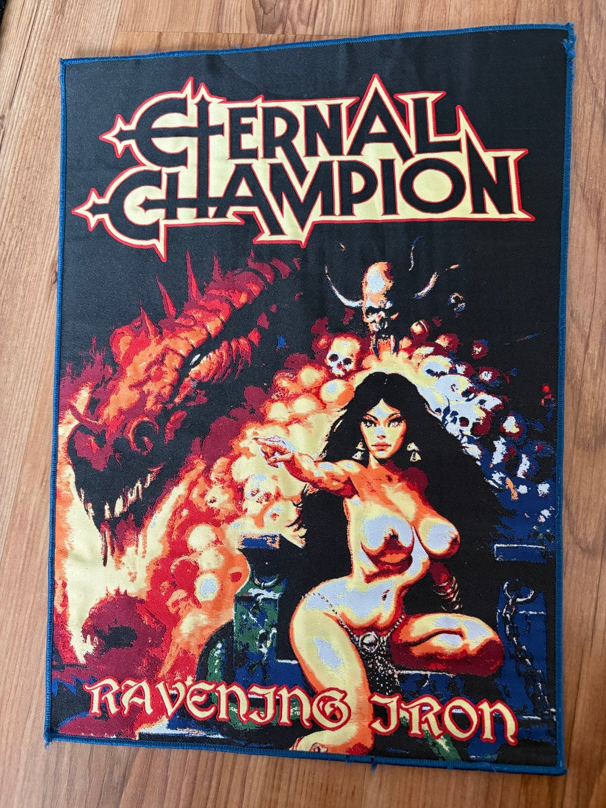 Eternal Champion - Ravening Iron Backpatch gebruikt geweest, Verzamelen, Muziek, Artiesten en Beroemdheden, Ophalen of Verzenden