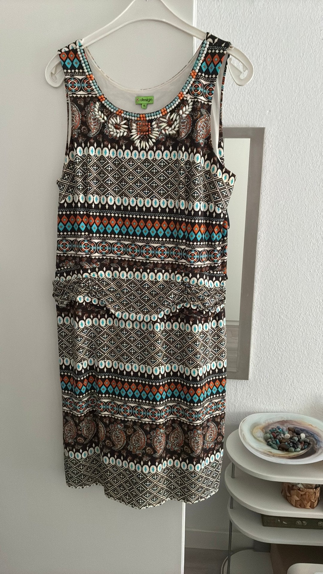 Fraai zomerjurkje K-design mt XL, Ophalen of Verzenden, Zo goed als nieuw, Maat 46/48 (XL) of groter, Boven de knie