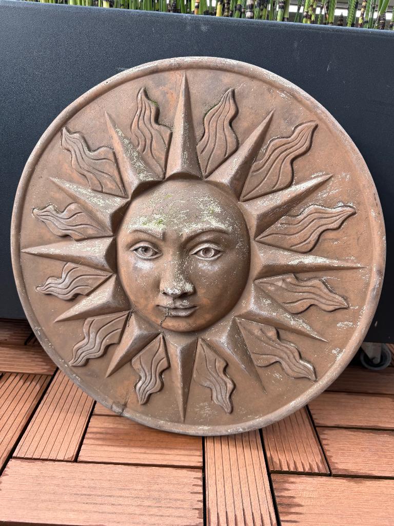 Stenen Zon tuinwanddecoratie, Tuin en Terras, Tuinwanddecoratie, Ophalen, Gebruikt