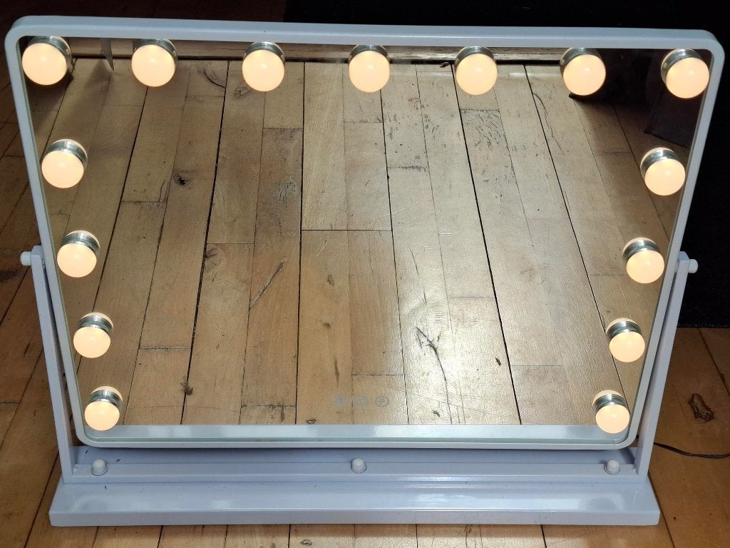 Mooie Hollywood Led Spiegel met USB, Ophalen, Zo goed als nieuw, Minder dan 100 cm, Rechthoekig