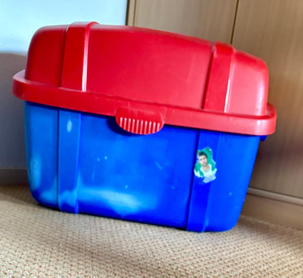 Opbergbox rood/blauw - Handige opberger voor speelgoed, Ophalen, Gebruikt