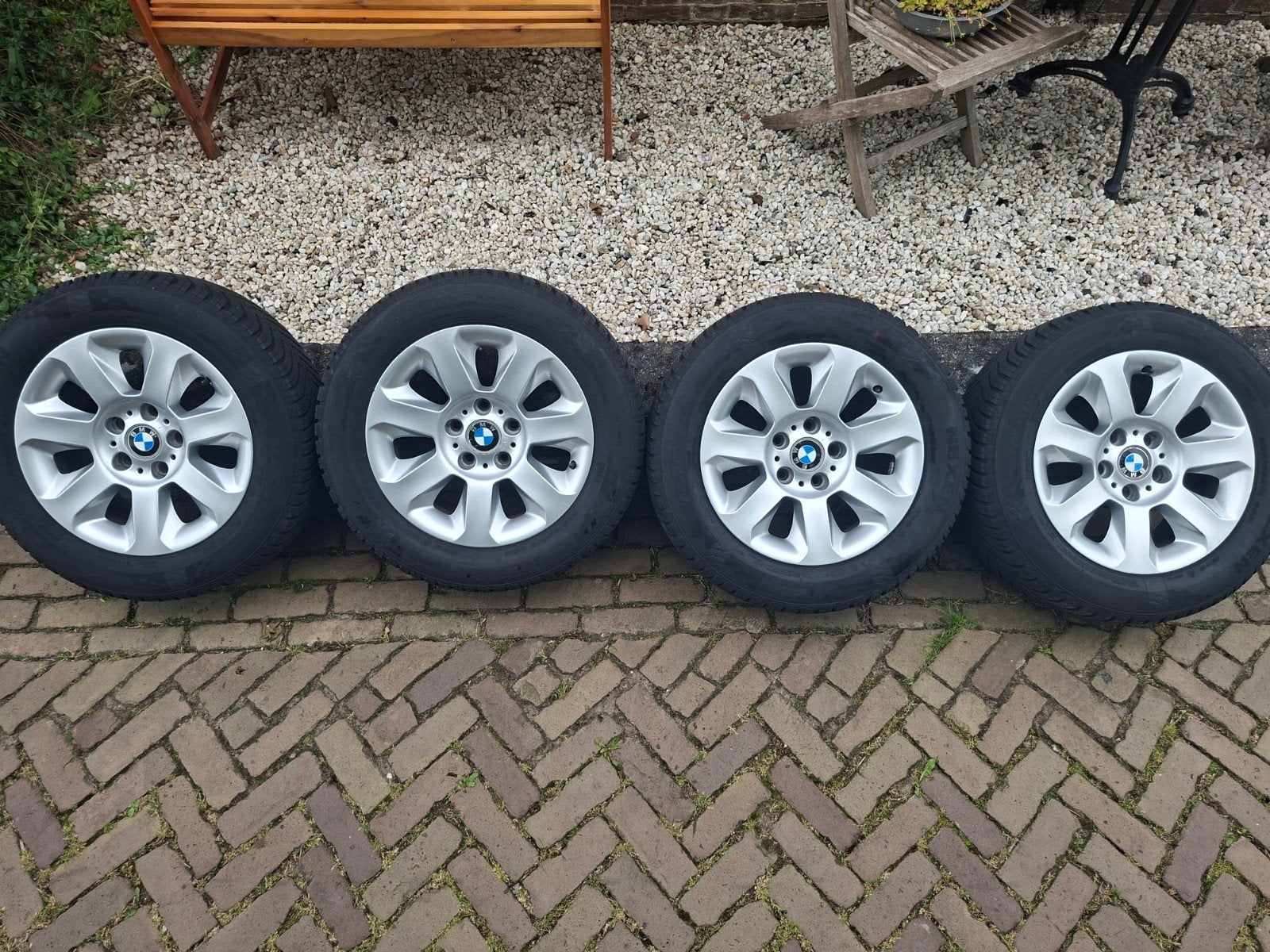 BMW E60/E61 style115 5x120 zgan 225/55R16 nieuwe banden, Ophalen of Verzenden, Gebruikt