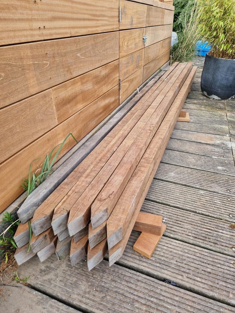 Hardhouten Azobe palen 60x60x3500mm, Palen, Nieuw, Ophalen of Verzenden, Hardhout