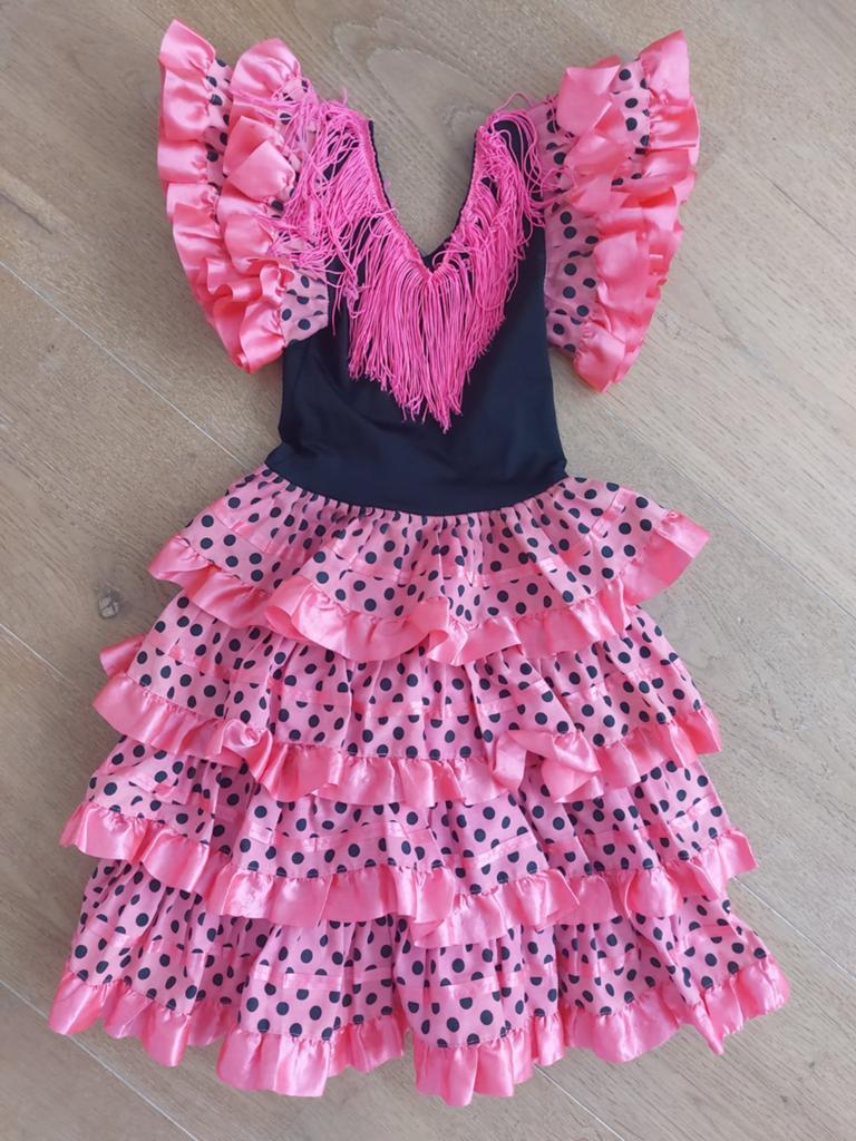 Verkleed jurk, roze met zwart, Ophalen of Verzenden, 110 t/m 116, Meisje