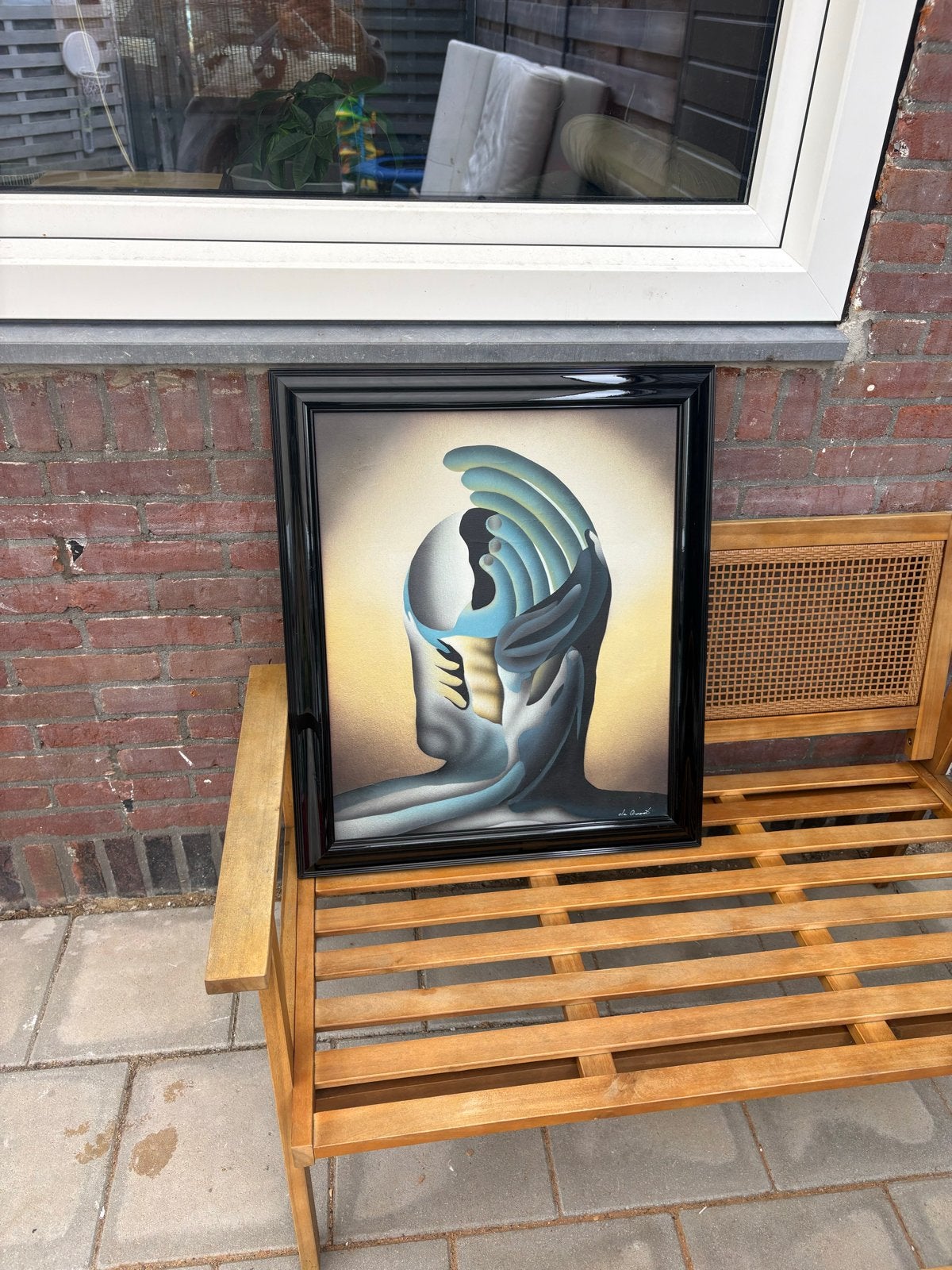 Abstract olieverfschilderij - Modern kunstwerk, Antiek en Kunst, Ophalen, Abstract, Ingelijst, Olieverf