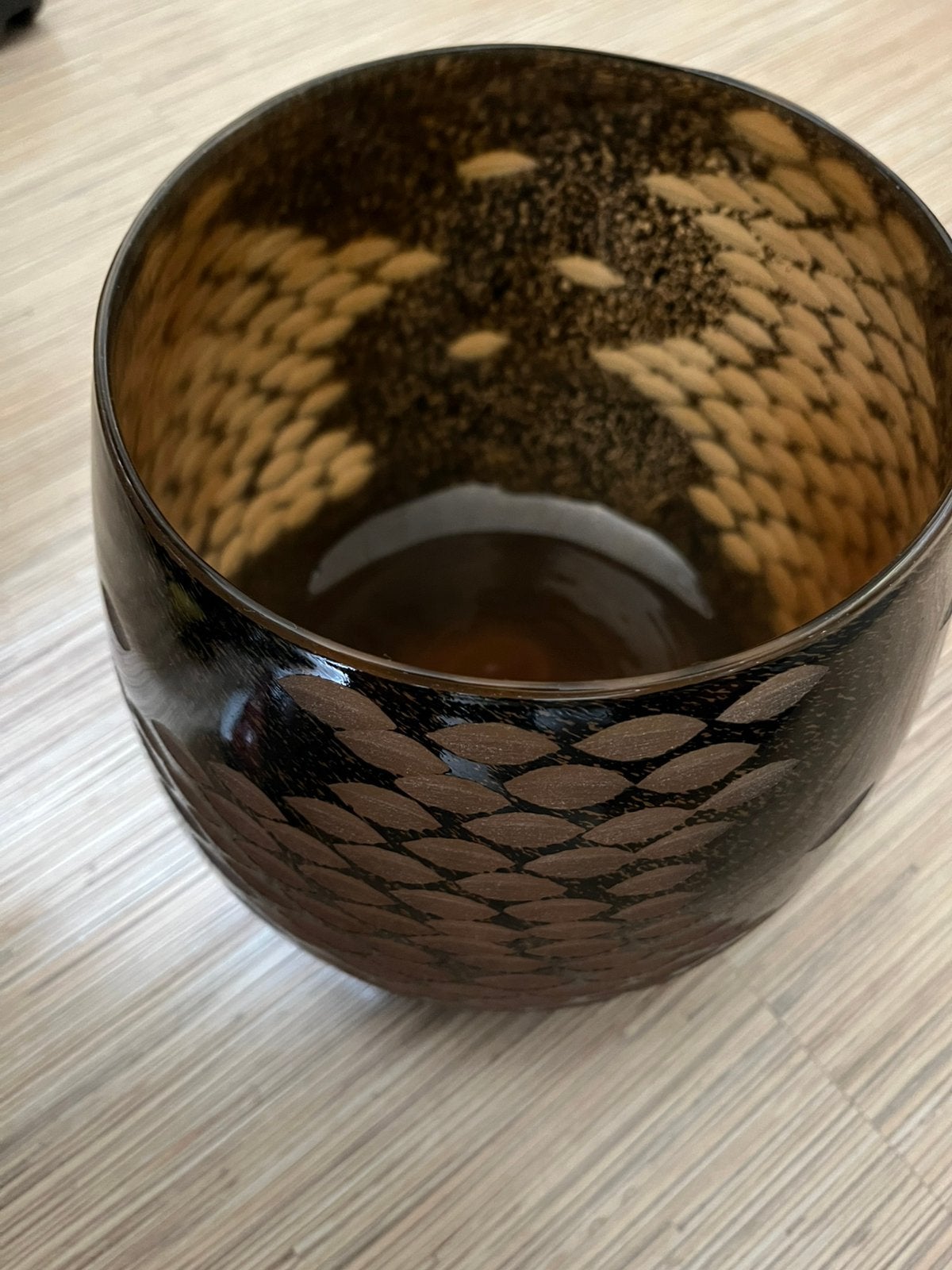XL Glazen geetste Design Vaas Zwart/ Bruin/ Beige, Ophalen of Verzenden