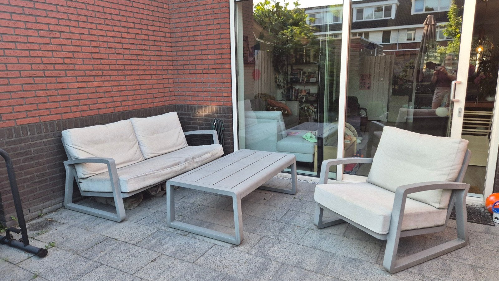 Aluminium loungeset Grijs - Moet nu weg!, Ophalen, 5 zitplaatsen, Gebruikt, Aluminium