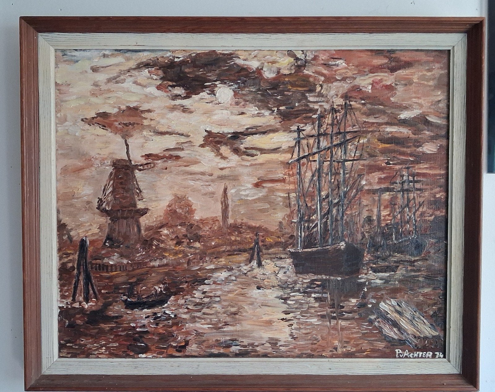 R'DAM, Molen a/d Vaart. Impressionistisch/divionistisch., Ophalen, Maritiem / water, Doek, Impressionistisch
