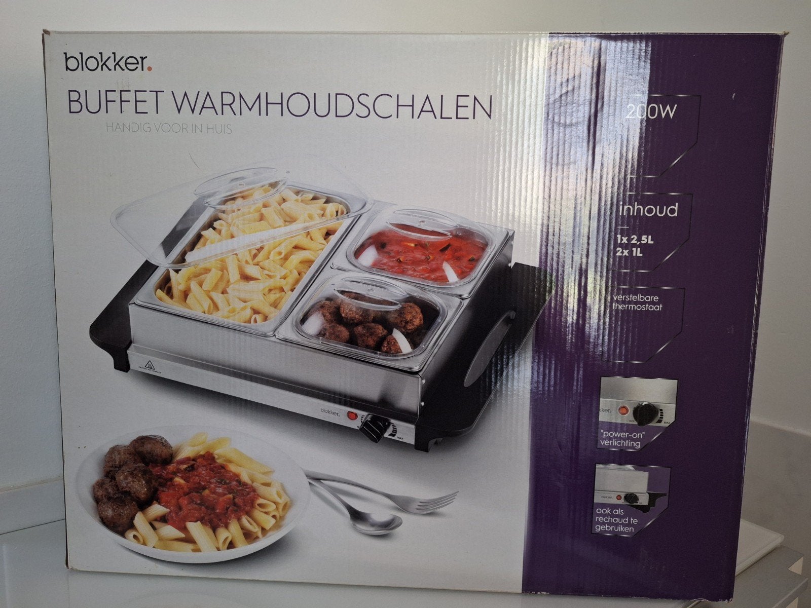 Blokker Buffet Warmhoudschalen - 200W, 1x 2.5L, 2x 1L, Ophalen of Verzenden, Zo goed als nieuw