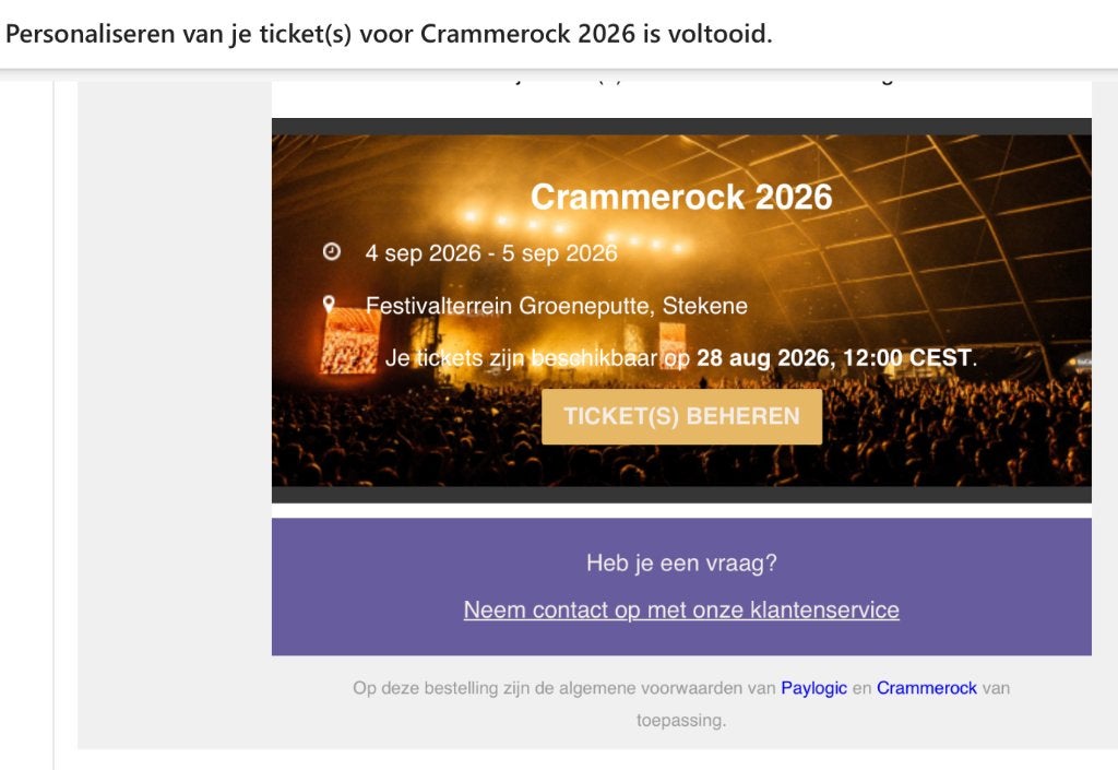 Crammerock tickets, Twee personen