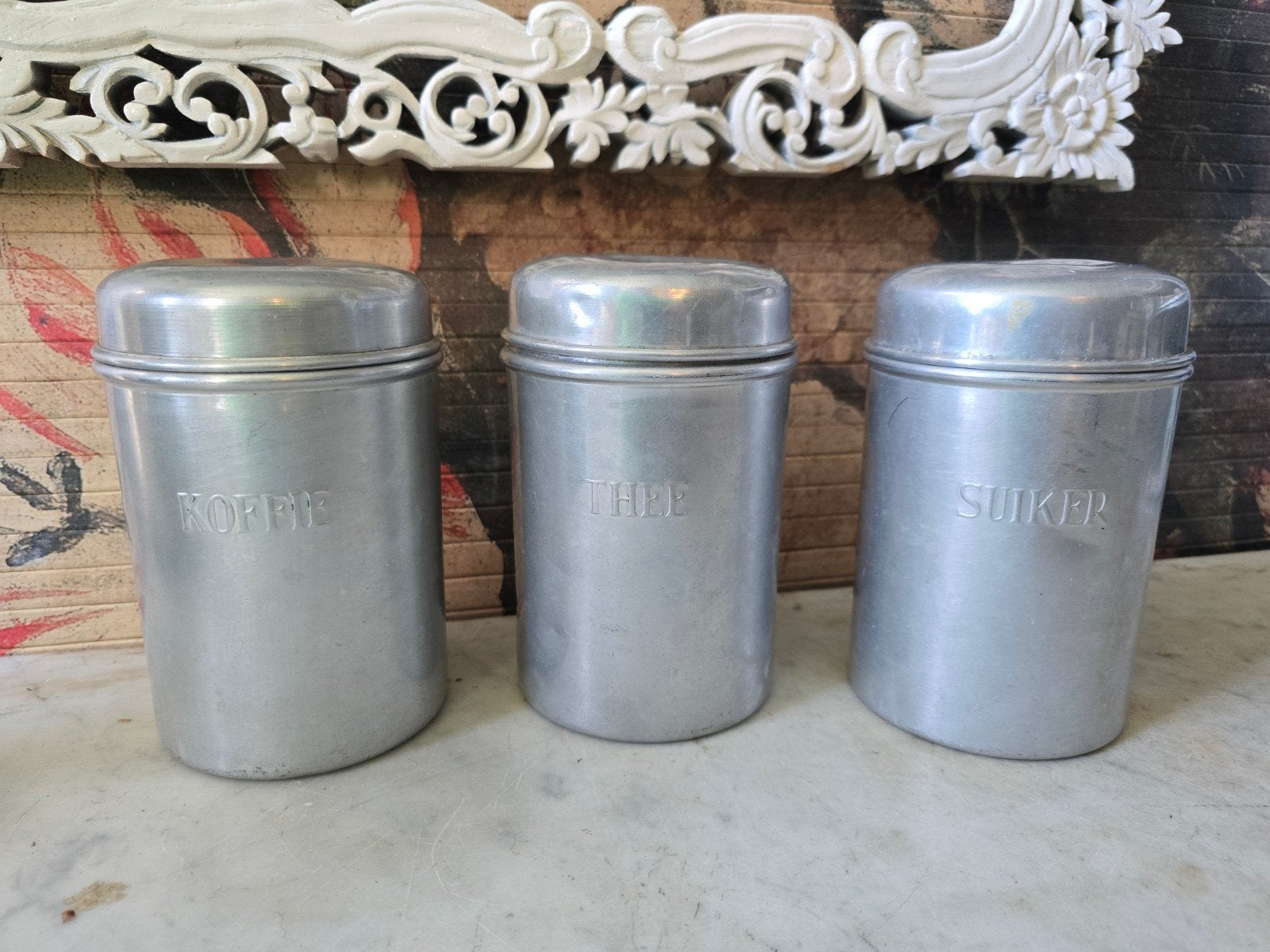 Aluminium koffie thee suiker bussen, Ophalen of Verzenden