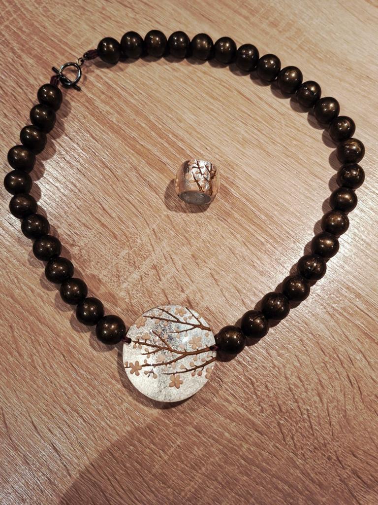 Zsiska ketting en ring, Ophalen of Verzenden, Zo goed als nieuw, Overige kleuren, Overige materialen