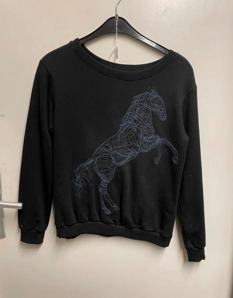Trui zwart met paard maat s, Ophalen of Verzenden, Zo goed als nieuw, Bovenkleding