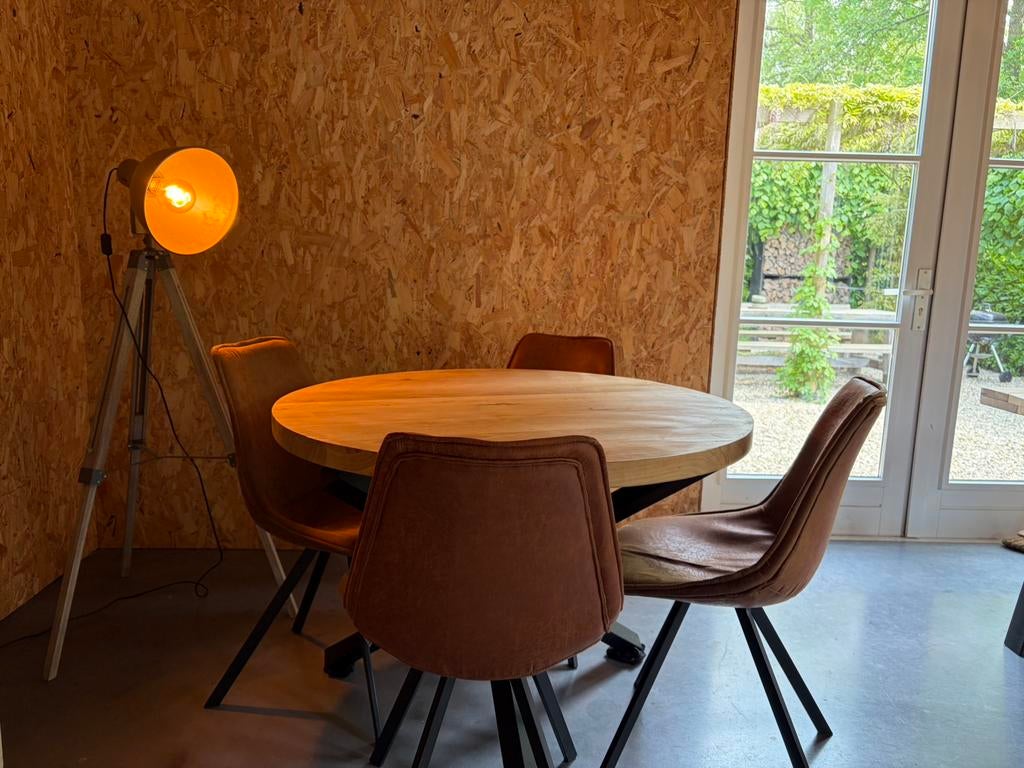 Eiken eettafel Rond, Huis en Inrichting, Tafels | Statafels, Ophalen, Zo goed als nieuw