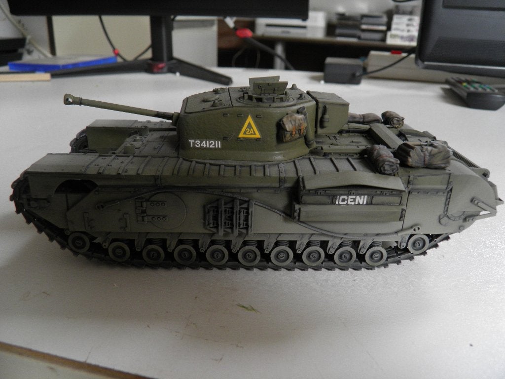 Mooi gespoten britse tank WOII1/35, Overige merken, Tank, 1:32 tot 1:50, Ophalen of Verzenden