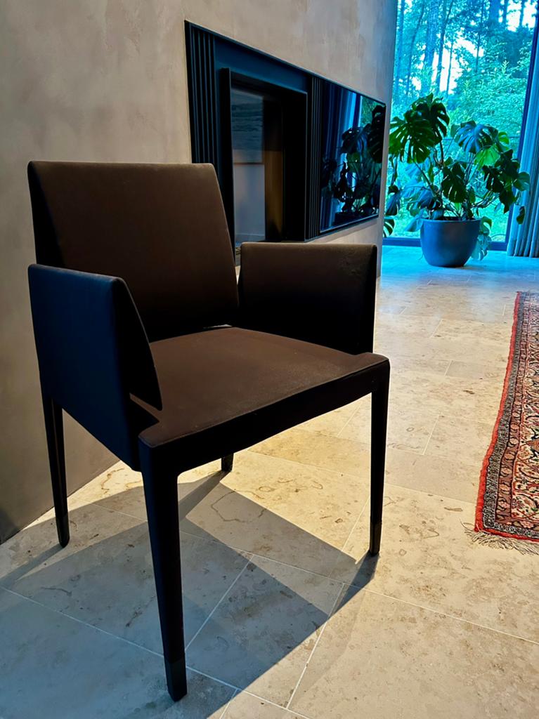 Bijzondere design stoel, bekleed met bruine stof, Ophalen, Gebruikt, Bruin, Eén