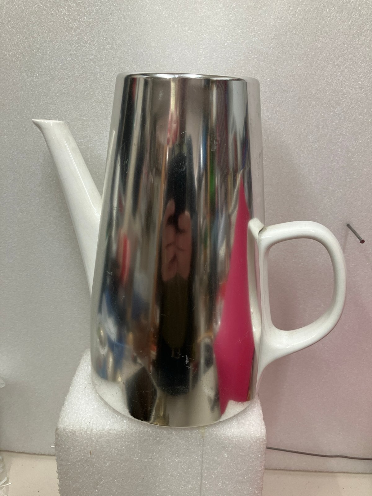 Vintage Melitta Geïsoleerde Koffiepot - Wit/Chroom, Antiek en Kunst, Ophalen of Verzenden