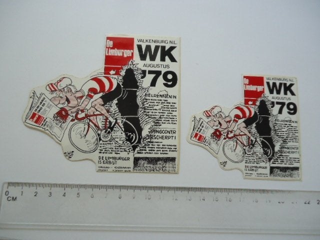 sticker oud WK Wielrennen 1979 strip gorter Limburg strip, Verzamelen, Verzenden, Zo goed als nieuw, Bedrijf of Vereniging