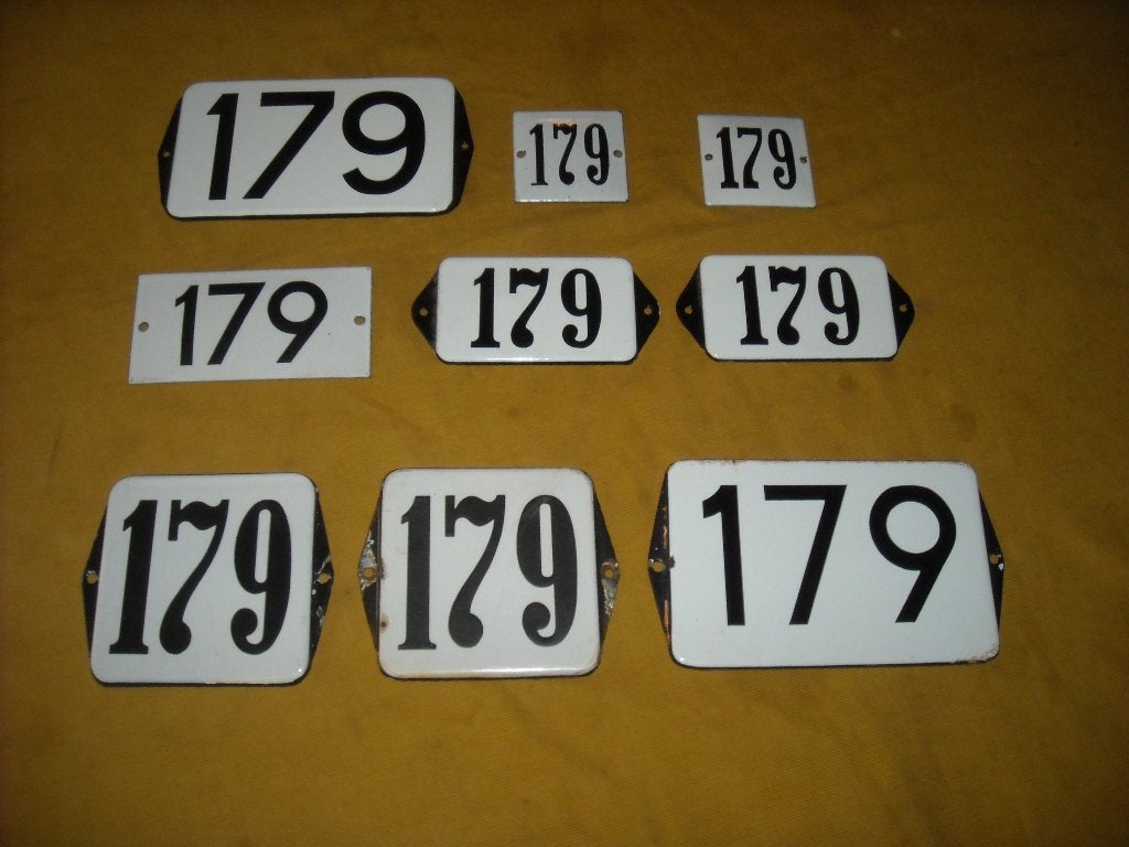 oud emaille huisnummer 179 ook 180 181 182 183 184 185 186 6, Antiek en Kunst, Ophalen of Verzenden