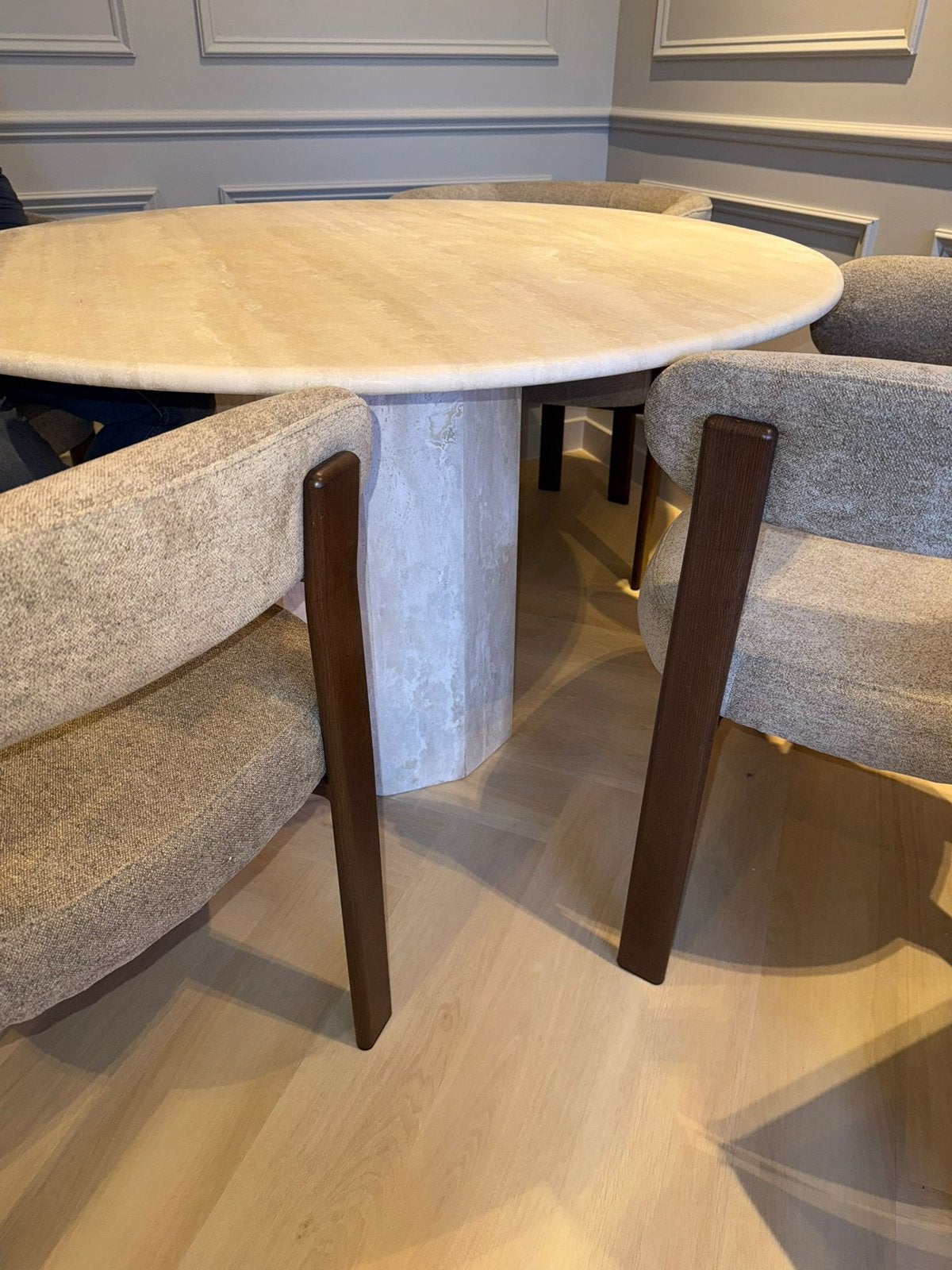 Travertin Eettafel 120 x 75, Ophalen, 100 tot 150 cm, 50 tot 100 cm, Zo goed als nieuw