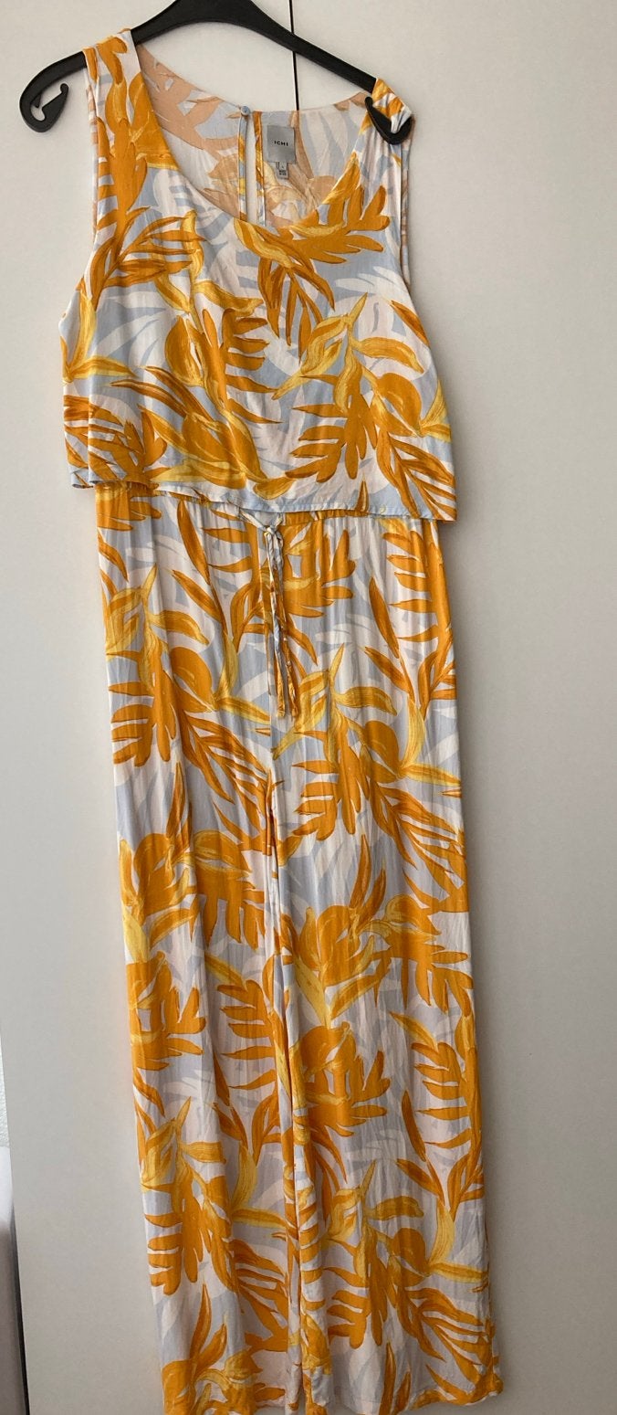 ICHI jumpsuit met bladprint, maat L, Ophalen of Verzenden, Zo goed als nieuw, Maat 42/44 (L), Geel