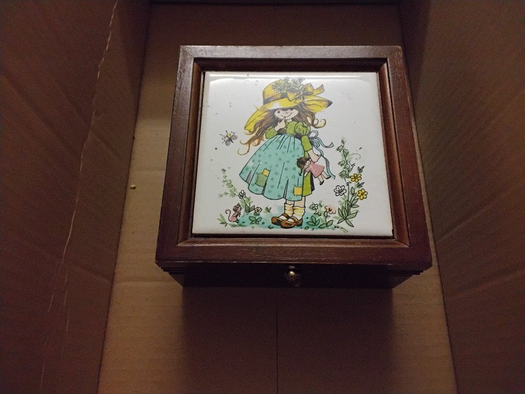 vintage houten sieradendoos, Antiek en Kunst, Ophalen of Verzenden