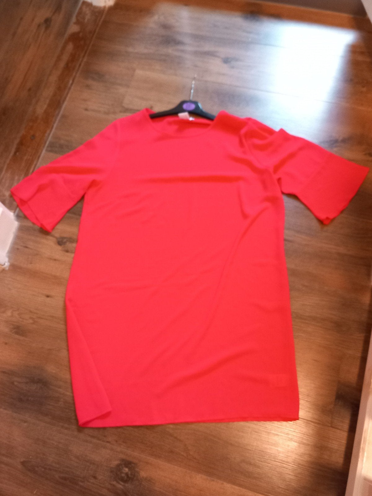 Roodroze Casual Tuniek Jurk met Aparte Mouw, Maat 45, Ophalen of Verzenden, Gedragen, Rood, Casual Ladies