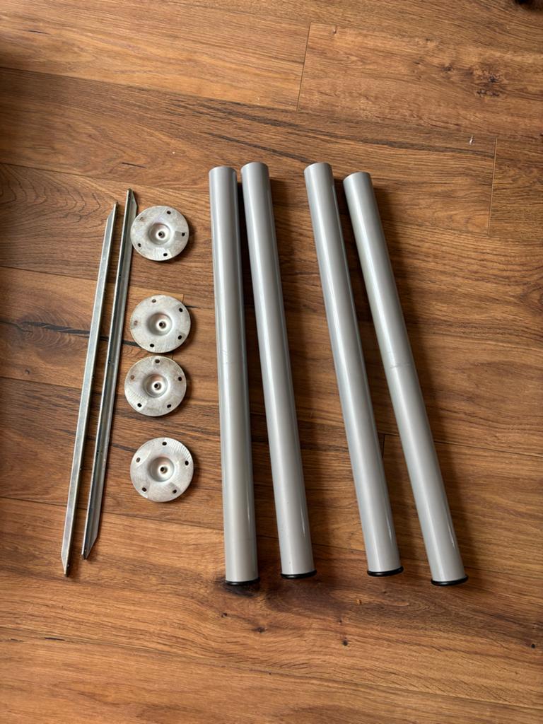 4x Tafelpoten Grijs Metaal 70cm, Ophalen, Tafelpoot, Minder dan 50 cm, Gebruikt