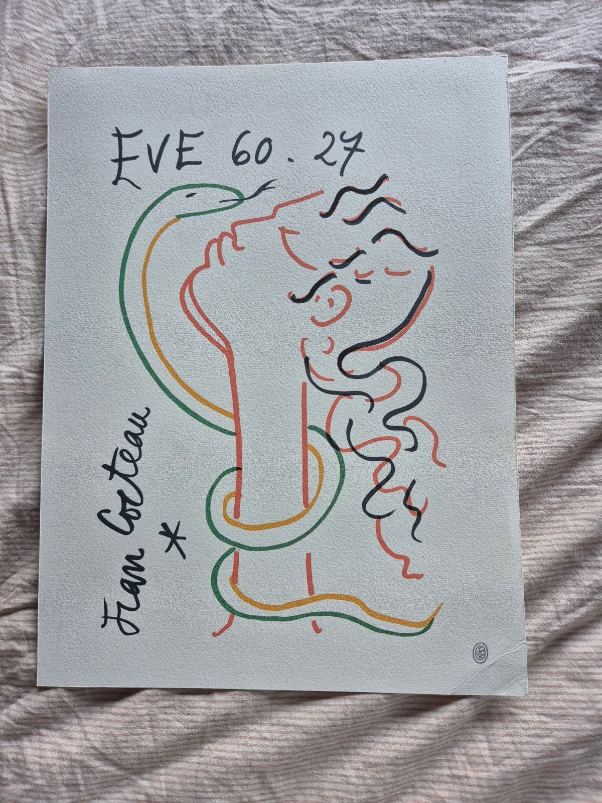 Jean Cocteau (after) - Eve et le serpent - Lithografie, Antiek en Kunst, Kunst | Tekeningen en Foto's, Ophalen of Verzenden, Print
