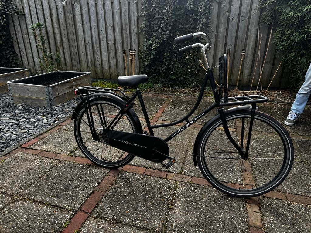 Oma kinderfiets Static - Zwart, Fietsen en Brommers, Fietsen | Dames | Omafietsen, Minder dan 47 cm, Ophalen, Gebruikt, Terugtraprem