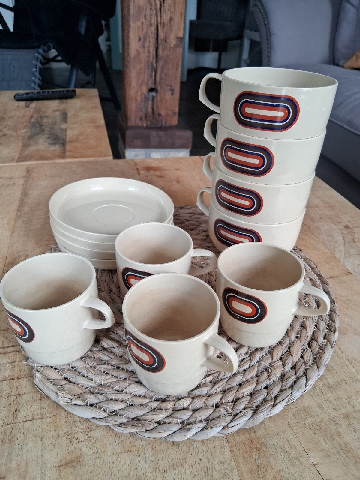 vintage mepal rosti melamine jaren 70 retro servies, Caravans en Kamperen, Ophalen of Verzenden, Zo goed als nieuw