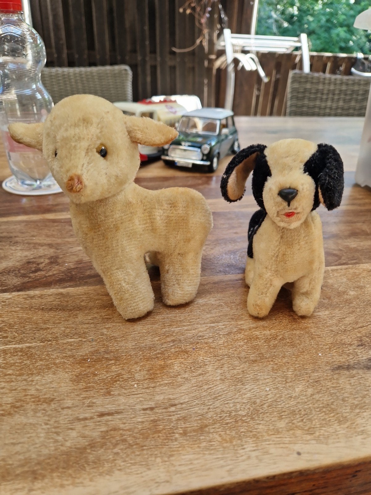 Vintage knuffels: lam en hondje, Ophalen, Gebruikt, Beeldje of Figuurtje