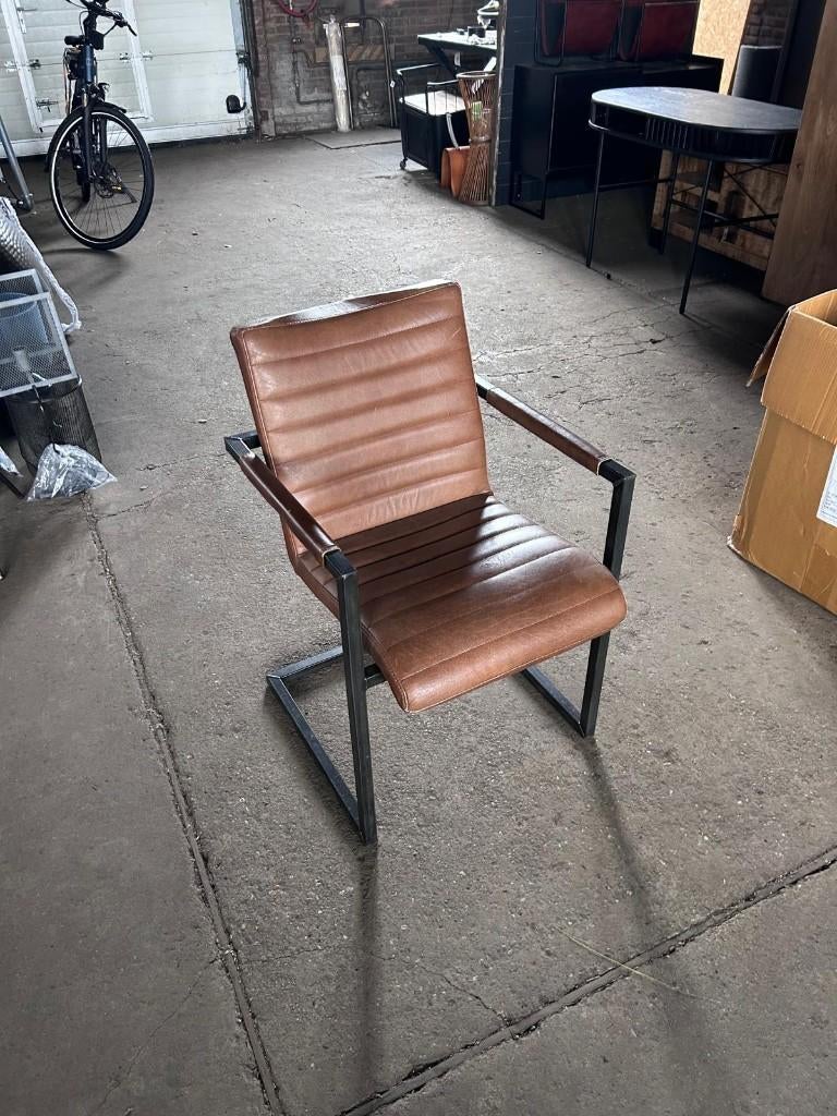 Fauteuil / relaxstoel cognac kunstleer outlet korting, Ophalen, 75 tot 100 cm, Zo goed als nieuw, Leer